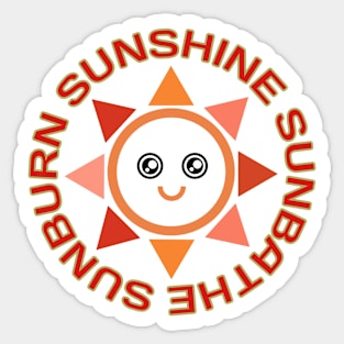 Sunshine Sunbathe Sunburn with Kawaii Cute Sun Sticker